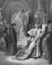 The Judgment of King Solomon, cuts the living child into two parts, First Book of Kings, chapter 3,