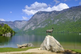 Chamois, Zlatorog, sculpture, Bohinjsko jezero, Lake Wochein, Bohinj, Upper Carniola, Slovenia
