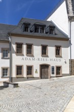 Adam Ries House on Karlsplatz in Annaberg, Annaberg-Buchholz, Ore Mountains, Saxony, Germany
