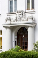 Decorated portal, art nouveau villas and Wilhelminian era buildings on the Kaßberg, Chemnitz,