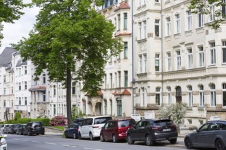 Barbarossastraße with Art Nouveau villas and Wilhelminian era buildings on Kassberg, Chemnitz,