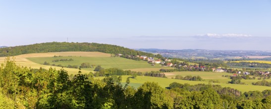 View of Cottaer Spitzberg and Cotta, Saxon Switzerland, Saxony, Germany