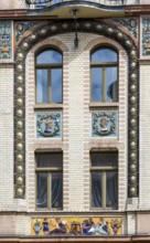 Majolica houses by architect Reinhold Siebert, richly decorated town houses in early Art Nouveau,