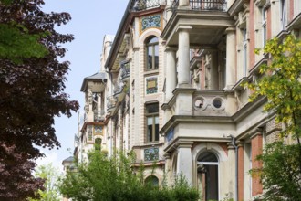 Majolica houses by architect Reinhold Siebert, richly decorated town houses in early Art Nouveau,