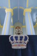 Crown on a cloth in the restored Choral Synagogue, built from 1842-1865, Drochobych, Ukraine