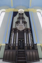 A parochet, curtain in front of the Torah shrine in the restored Choral Synagogue, built from