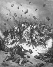 Joshua's victory over the Amorites, God dropped stones from heaven that killed more Amorites than