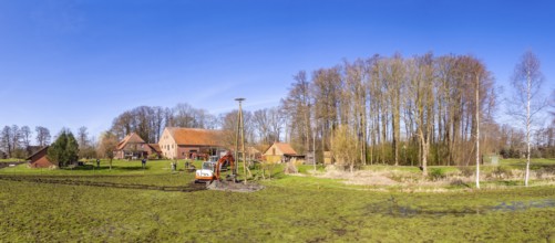 Construction of a stork nest by the NABU nature park Conservation Association Germany, artificial
