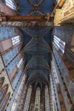 Star vault of the Gothic St. Mary's Basilica, 14th century, Krakow, Poland