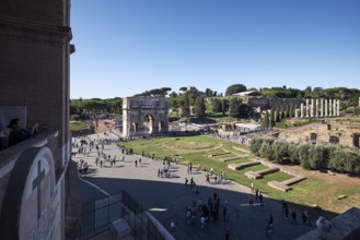 View of Arch of Constantine seen from the Colosseum, Rome, Lazio, Italy