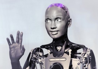 Humanoid robot for human-machine communication, artificial intelligence, AI, exhibition, history of