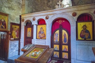Interior of an Orthodox Church with Icons and a Decorative Altar, Chitakhevi Church of St. George,