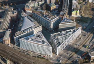 Münzviertel, Hamburg, city center, new building, hotel, office, architecture, triangle, triangular,