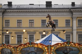 Carousel horse, Christmas market, Senate Square, Helsinki, Finland