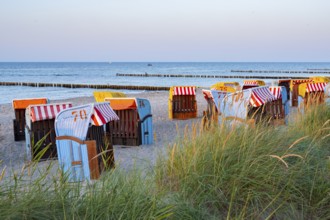 Beach chairs on Kühlungsborn beach, Kühlungsborn, Mecklenburg-Western Pomerania, Germany