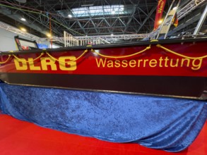 Press photo of DLRG Water Rescue logo on MRB fixed hull motor lifeboats by Deutsche