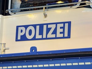 Press photo Police lettering on boat WSP 3 by Wasserschutzpolizei, Germany