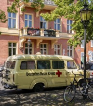 Vintage German Red Cross car on Bassinplatz in Potsdam, Brandenburg, Germany