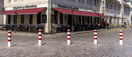 Road block due to bollards on Gutenbergstraße and Jägerstraße in Potsdam, Brandenburg, Germany