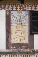 Sundial, courtyard, Blaubeuren Abbey, Swabian Jura, Baden-Württemberg, Germany