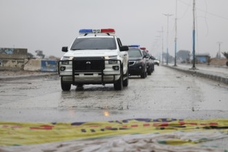 In Raqqa, Syria on January 18, 2026, a convoy of Syrian Government forces is seen advancing through