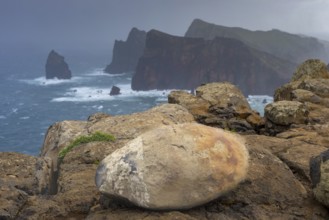 Rock formations in the Atlantic Ocean, volcanic peninsula, Ponta de São Lourenço, Ponta de Sao