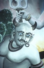 Naraka, depiction of Buddhist hell in a temple in Bangkok. A type of hell or underworld called