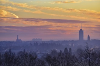 Winter sunrise over Augsburg, Bavaria, Germany