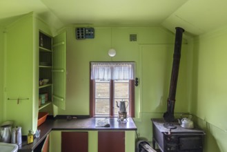 1963 interior of the Green House museum, original småhus from 1918 at Ny-Alesund, Oscar II Land,