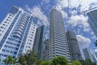 Skyline showing residential high-rise buildings and skyscrapers with flats and apartments in the