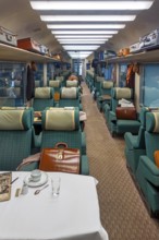 1974 TEE Mistral 69, first class compartment carriage, passenger railroad car at Train World,