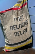 Old canvas mail bag, mailbag, mailsack, postal bag of the Belgian Post