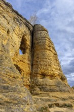 Klusfelsen, sandstone rock formation in Goslar near Halberstadt on the edge of the Harz Mountains,