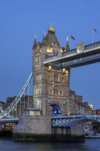 19th century Tower Bridge, neo-Gothic bascule / suspension bridge crossing the River Thames in the