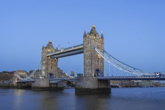 19th century Tower Bridge, neo-Gothic bascule / suspension bridge crossing the River Thames in the