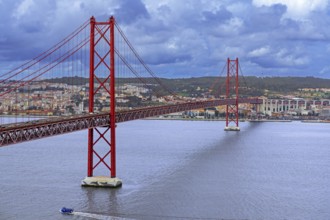 Ponte 25 de Abril / 25th of April Bridge, red suspension bridge over the Tagus River connecting the
