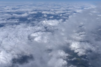 Clouds over Franconia seen from an airplane, Bavaria, Germany