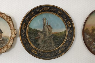 Decorative wall plate, replica of Lichtenstein Castle, Württemberg fairytale castle, romantic