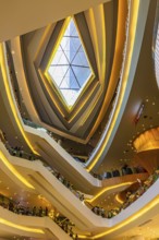 Skylight and various floors connected by escalators in Iconsiam Shopping Center, Bangkok,