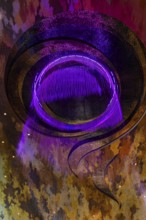 Artificial, brightly lit waterfall, Magic Waterfall, falls from the ceiling of the Iconsiam