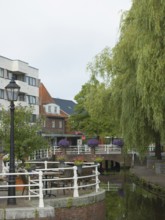 Papenburg city center, canals, left Hotel KuhremsLand, Germany