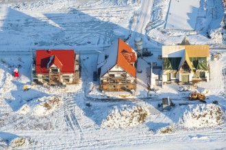 Bad weather on construction, construction site, ice, snow, cold, construction freeze, climate,