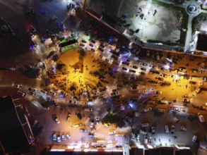 In Seiyun, Yemen on January 09, 2026, aerial drone footage shows the city of Seiyun in southern