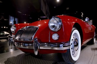 Red classic car with distinctive white tires in a museum fleet, Memphis, Tennessee, USA