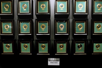 Set of gold records on a museum wall, Memphis, Tennessee, USA