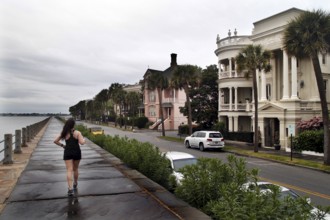 Posh historic homes on East Battery Promenade in Charleston, Charleston, South Carolina, USA