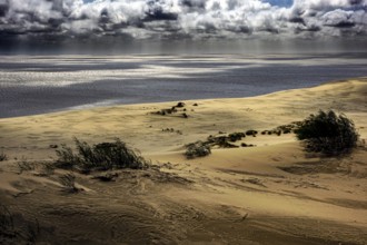 Extensive sand dunes of the Curonian Spit at Ephas Height under dramatic skies, Curonian Spit,