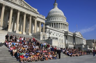 Tourists on Capitol stairs in Washington D.C, Washington D.C, USA