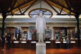 Interior view of Jack Daniel's Distillery with a large statue, Lynchburg, Tennessee, USA
