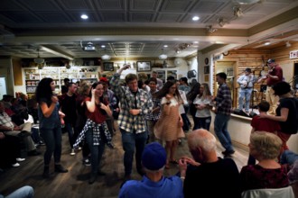 Event with dancers and musicians at Floyd Country Store, festive atmosphere, Floyd, Virginia, USA
